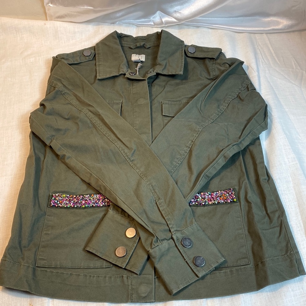A New Day women olive green jacket Size M new